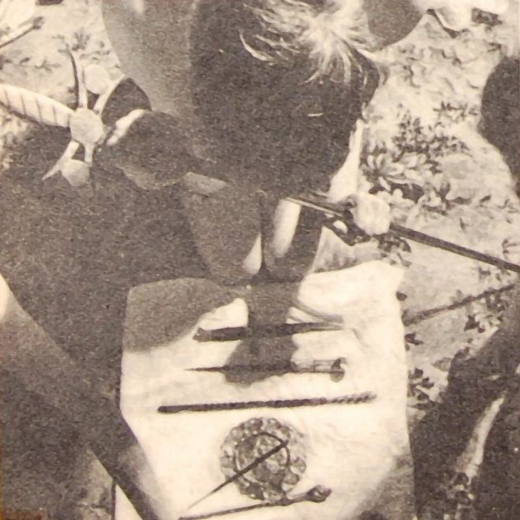 Coven member holding sword before the altar